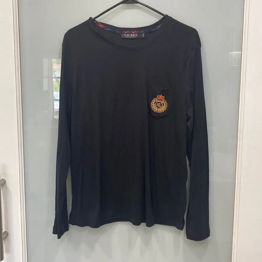 Ralph Lauren Women’s Lauren Black Label Logo Long Sleeve Shirt Top Shirt XL